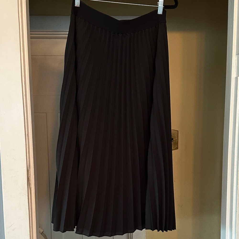 Andi + James Black Pleated Midi Skirt